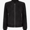 Vintage Charm Women's Suede Bomber Jacket (1)