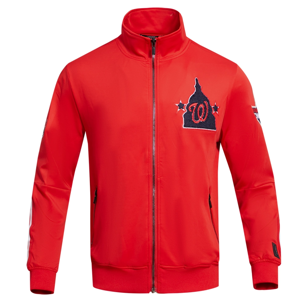 Washington-Nationals-Pro-Standard-Stand-Up-Collar-Full-Zip-Polyester-Varsity-Jacket-LEATHER MOTO 1