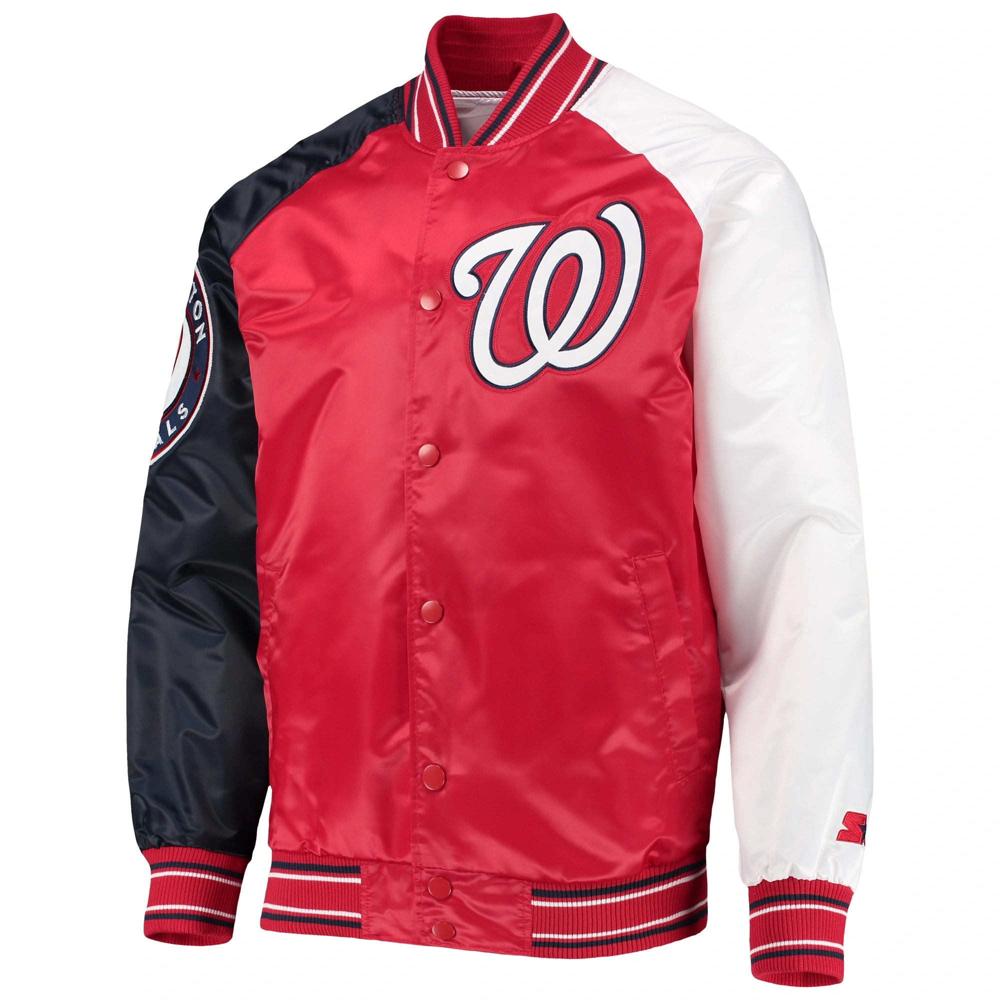 Washington-Nationals-Starter-Reliever-Full-Snap-Satin-Varsity-Jacket-LEATHER MOTO 1