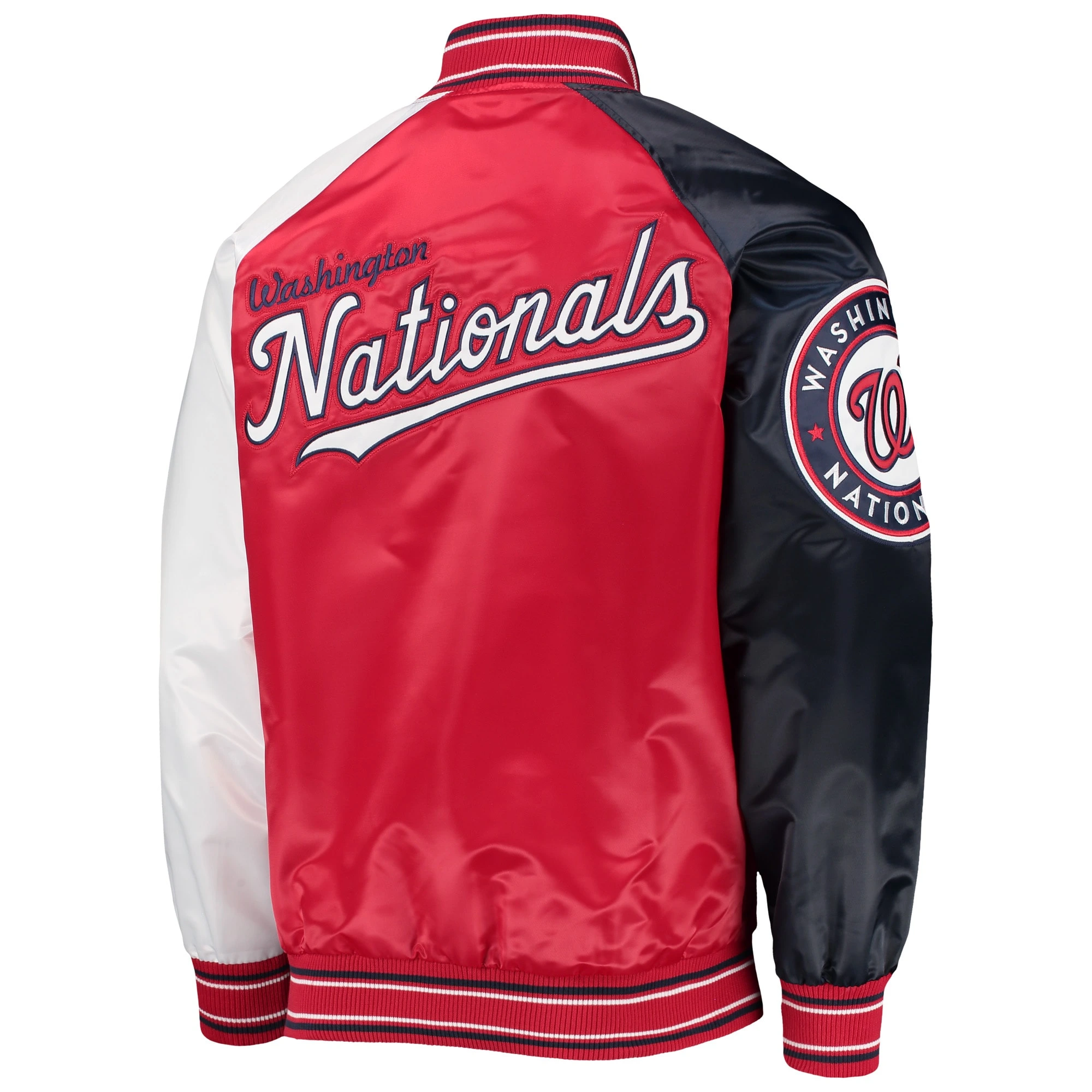 Washington-Nationals-Starter-Reliever-Full-Snap-Satin-Varsity-Jacket-LEATHER MOTO 2