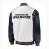 Washington Wizards Satin Varsity Jacket White & Navy - Image 2