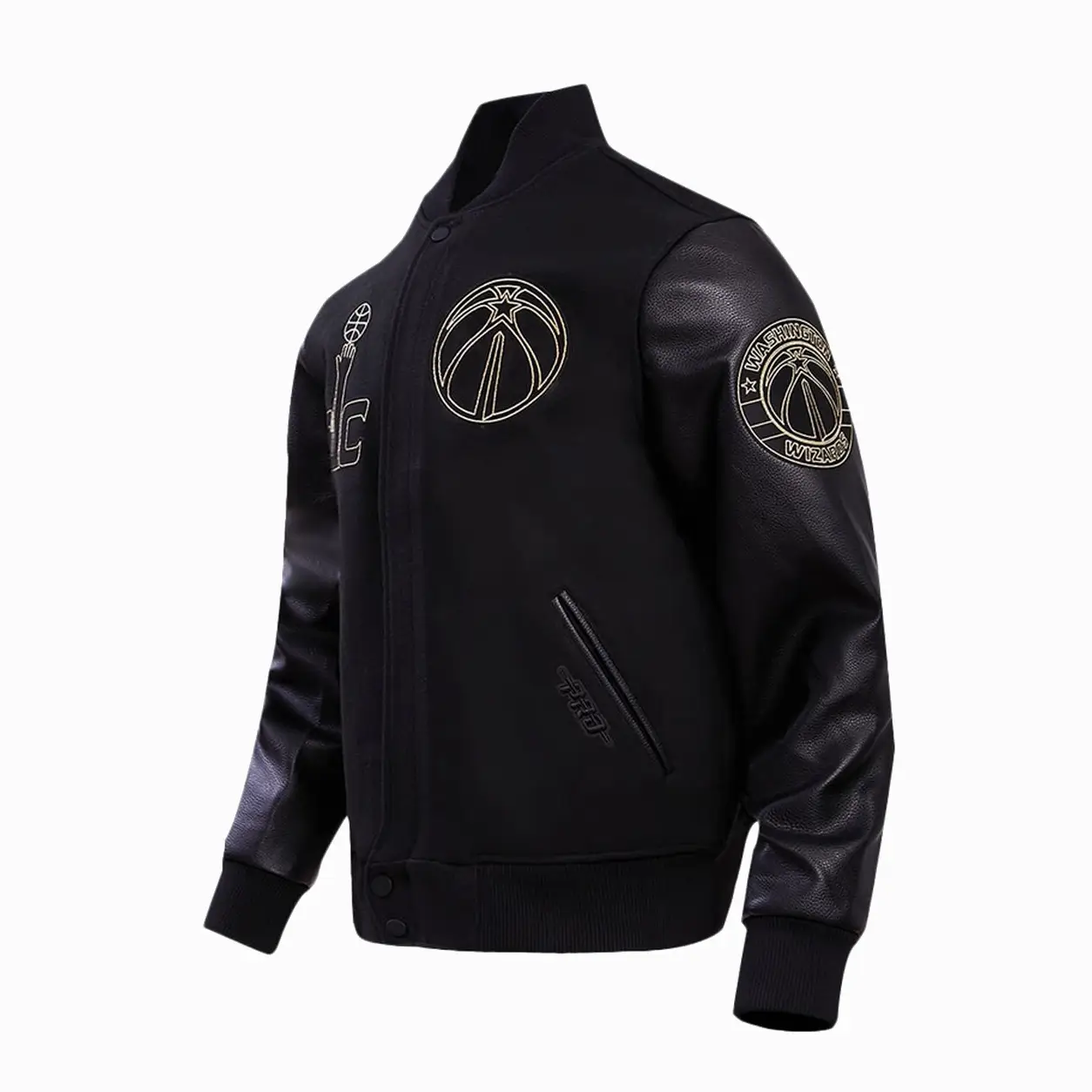 Washington Wizards Wool & Leather Full Black Varsity Jacket - Image 3
