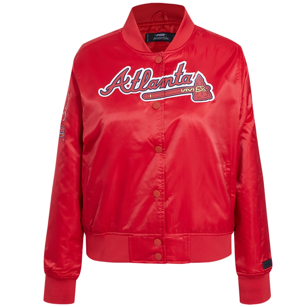 Womens-Atlanta-Braves-Baseball-Team-Players-Satin-Varsity-Red-Jacket-leather moto 1