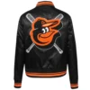 Womens-Baltimore-Orioles-Mashup-Rib-Knitted-Satin-Varsity-Jacket-leather moto 2