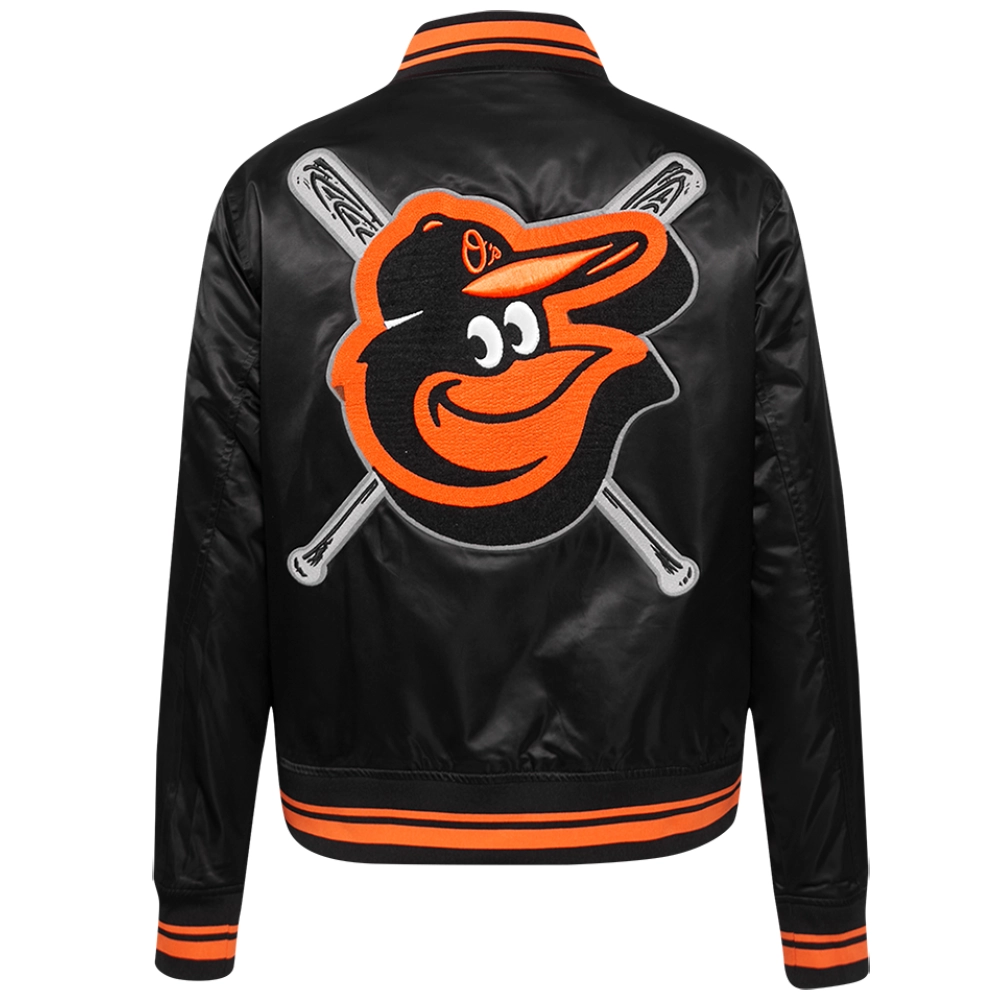 Womens-Baltimore-Orioles-Mashup-Rib-Knitted-Satin-Varsity-Jacket-leather moto 2
