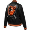 Womens-Baltimore-Orioles-Mashup-Rib-Knitted-Satin-Varsity-Jacket-leather moto 3
