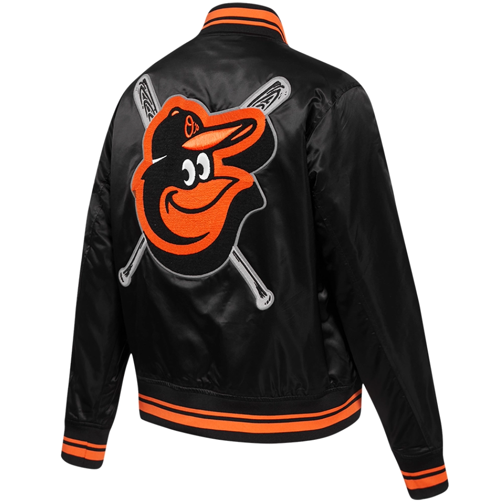 Womens-Baltimore-Orioles-Mashup-Rib-Knitted-Satin-Varsity-Jacket-leather moto 3