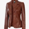 Women’s Cognac Two-Button Leather Blazer