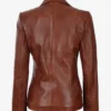 Women’s Cognac Two-Button Leather Blazer (2)