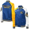 Women's Golden State Warriors Starter Royal The Prospect Raglan Full-Snap Jacket BY LeatherMoto (1)