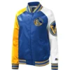 Women's Golden State Warriors Starter Royal The Prospect Raglan Full-Snap Jacket BY LeatherMoto (2)