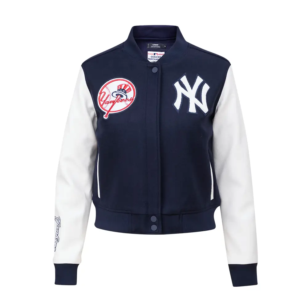 Womens-New-York-Yankees-Pro-Standard-Full-Zip-Wool-Navy-White-Varsity-Jacket-leather moto 1