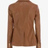 Women's Signature Brown Double-Breasted Leather Blazer (1)