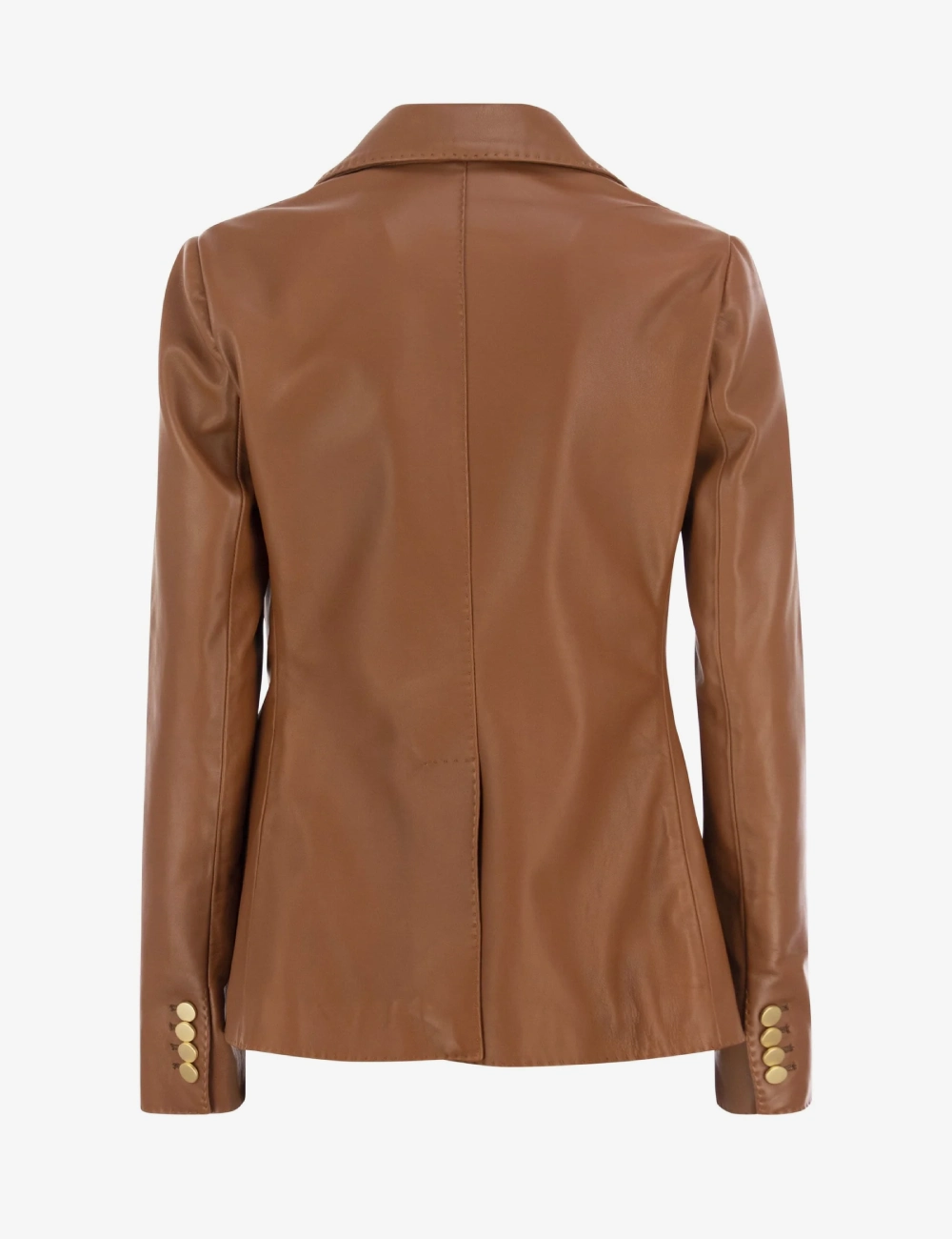 Women's Signature Brown Double-Breasted Leather Blazer (1)