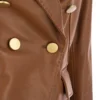 Women's Signature Brown Double-Breasted Leather Blazer (3)