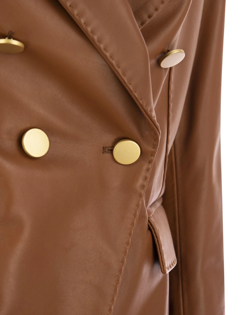 Women's Signature Brown Double-Breasted Leather Blazer (3)