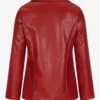 Women’s Stylish Red Leather Blazer Jacket – Long Sleeve Lapel Coat (1)
