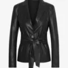 Women’s Trendy Black Sheepskin Leather Blazer – Chic Tailored Jacket
