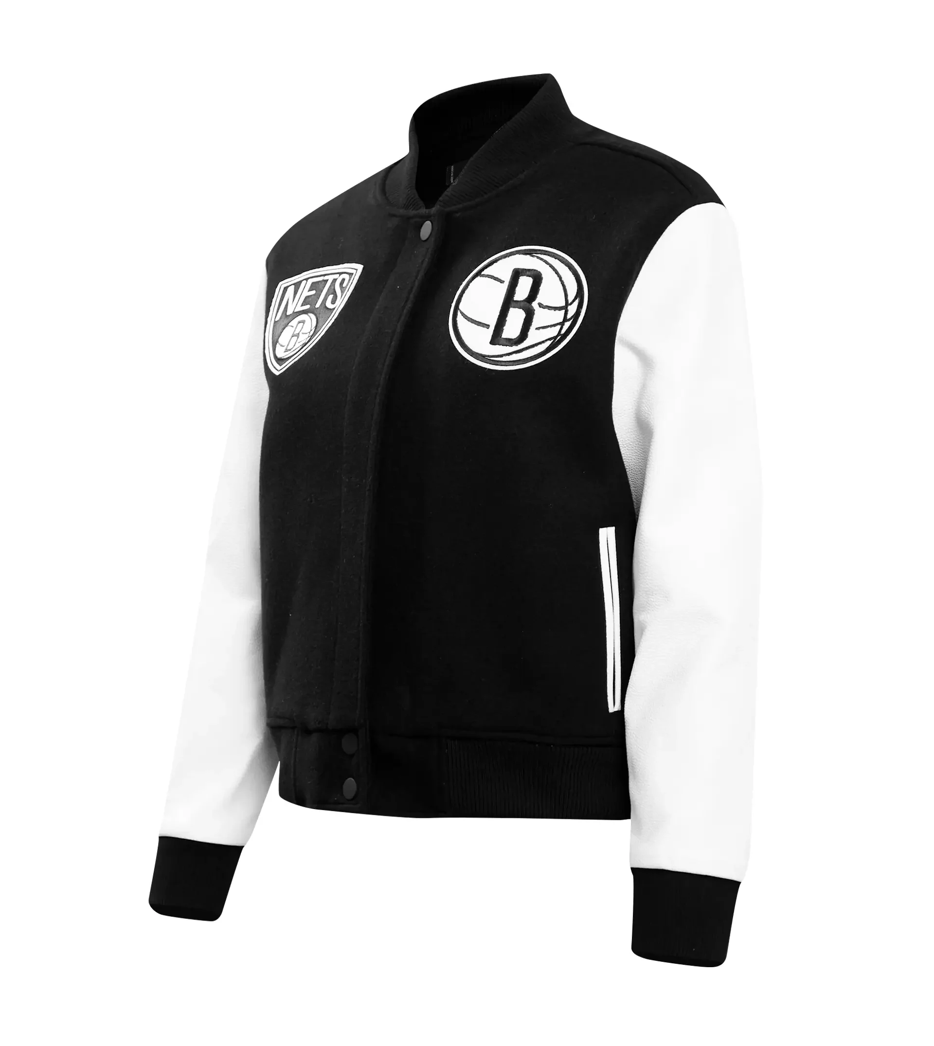 Women´s-Brooklyn-Nets-Classic-BlackWhite-Wool-Leather-Varsity-Jacket-LeatherMoto
