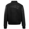 Women’s Brooklyn Nets Triple Black Wool Varsity Jacket - Image 4