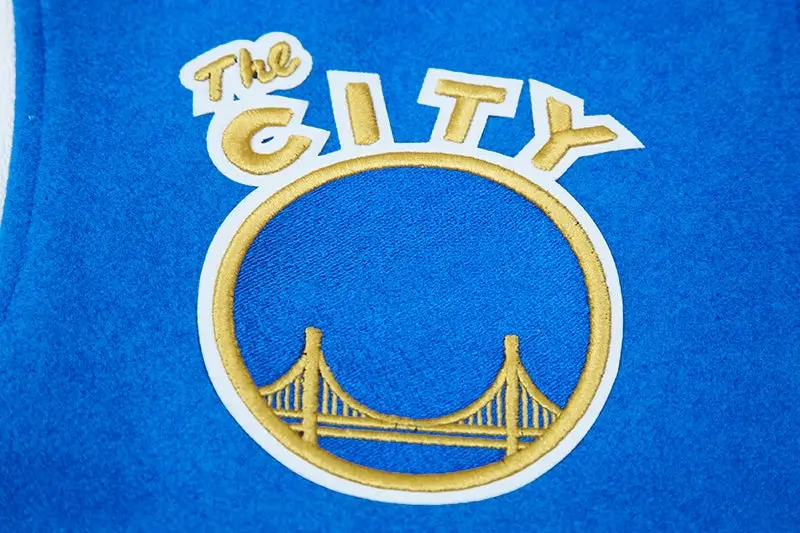Women´s Golden State Warriors Classic Royal Blue & White Wool & Leather Varsity Jacket LeatherMoto (6)