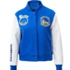 Women´s Golden State Warriors Classic Royal Blue & White Wool & Leather Varsity Jacket LeatherMoto (8)