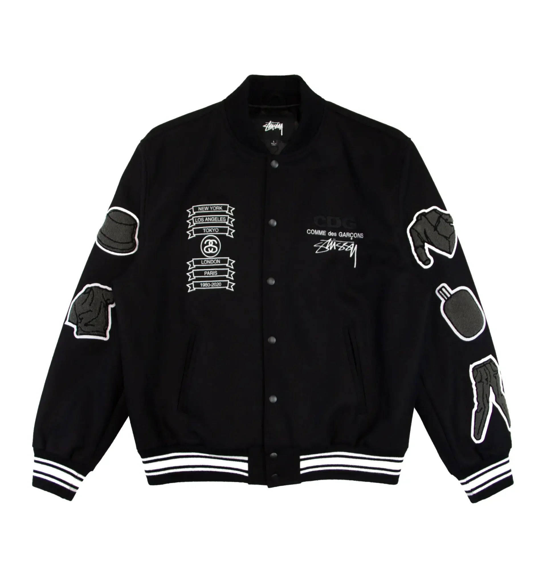 Stussy-CDG-40th-Anniversary-Varsity-Jacket