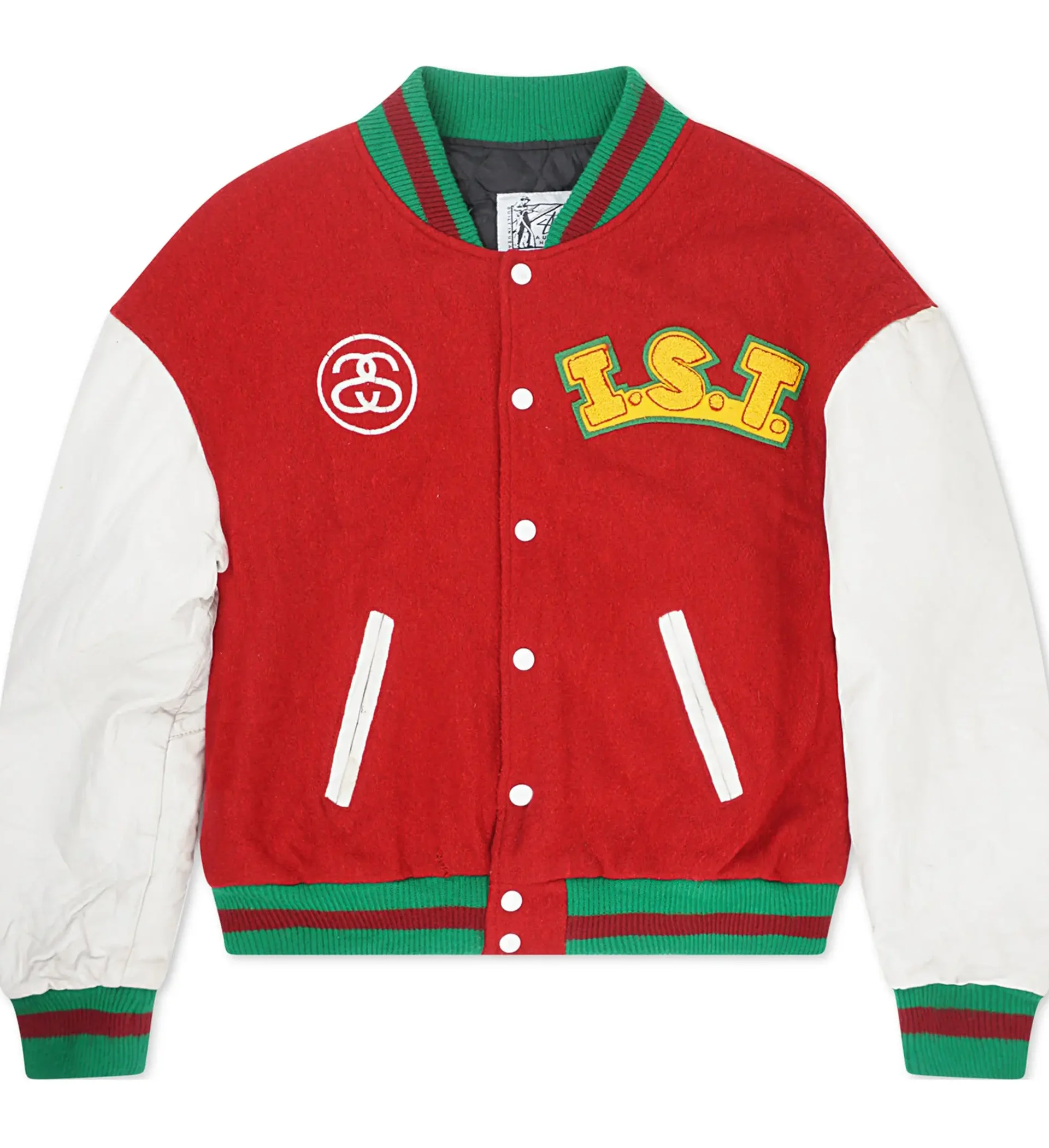 1990-Stussy-International-Tribe-Wool-Leather-Red-Varsity-leather moto (1)