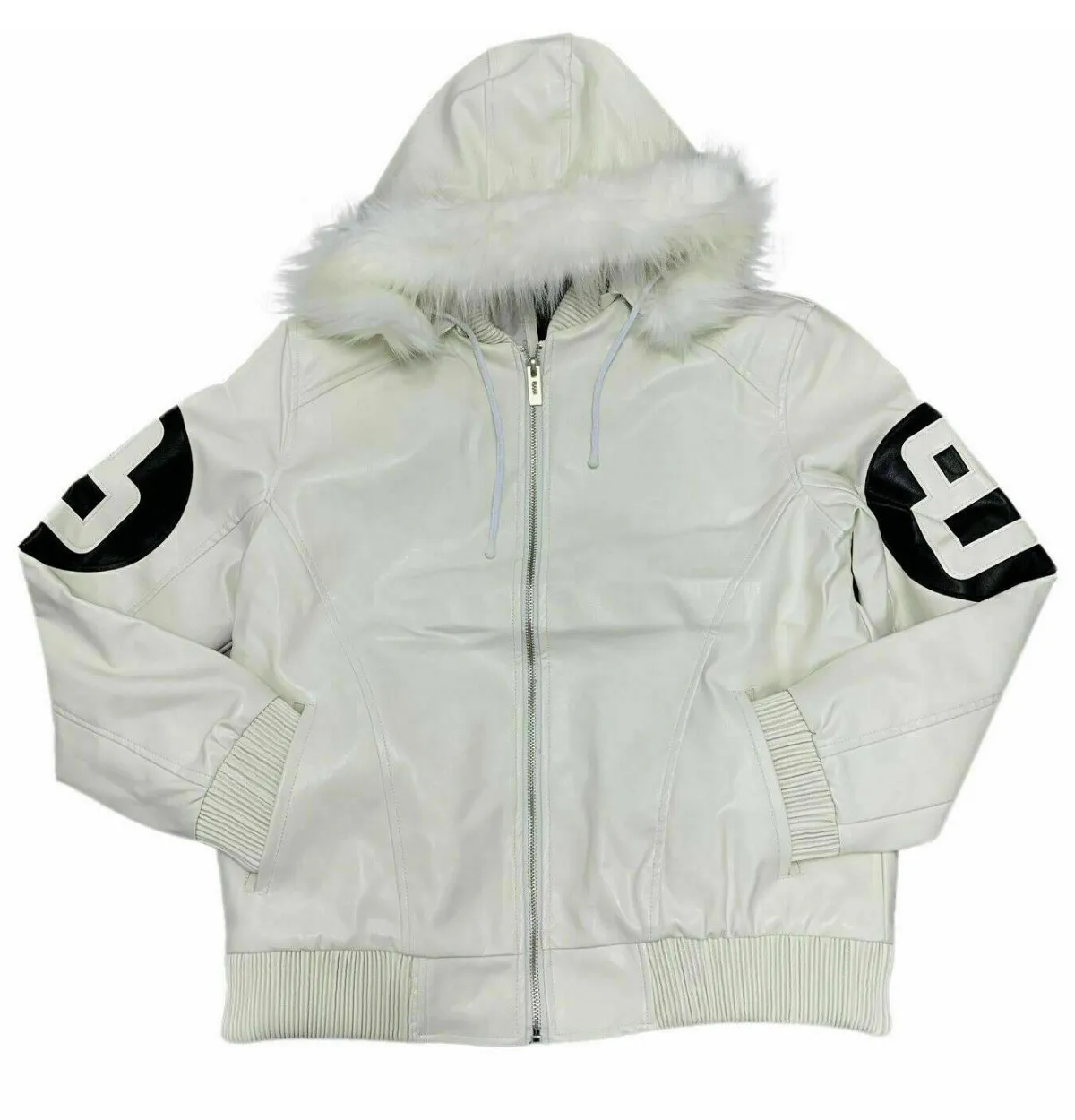8-Ball-White-Leather-Bomber-Team Jacket 1