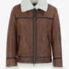 Antique Shearling Pilot Jacket Luxury Leather with Buckled Collar and Vintage Charm (1)