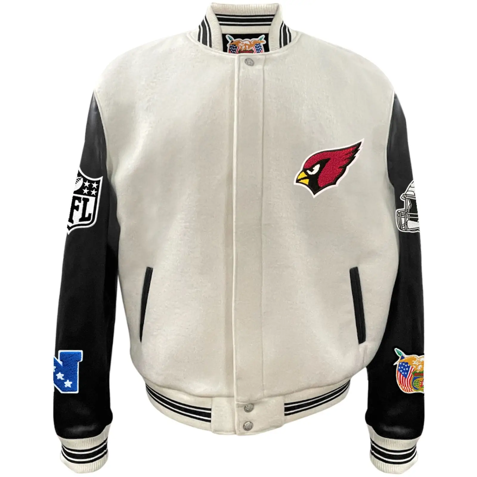 Arizona-Cardinals-Jeff-Hamilton-Ribbed-Knitted-Wool-Leather-Varsity-Jacket-LeatherMoto