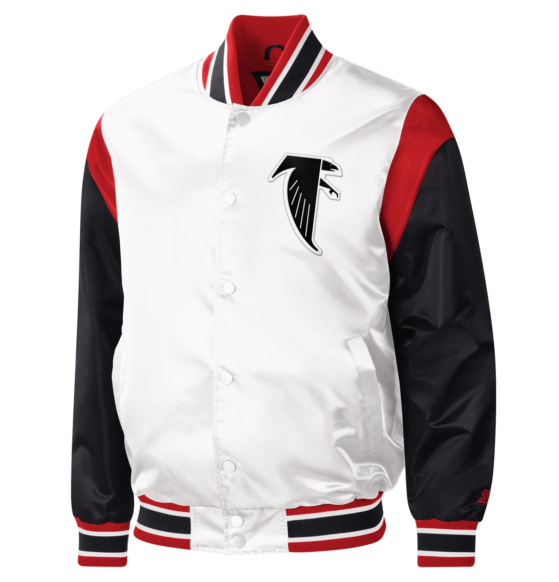 Atlanta-Falcons-Starter-Throwback-Warm-Up-Pitch-White-And-Black-Satin-Varsity-Jacket-LeatherMoto