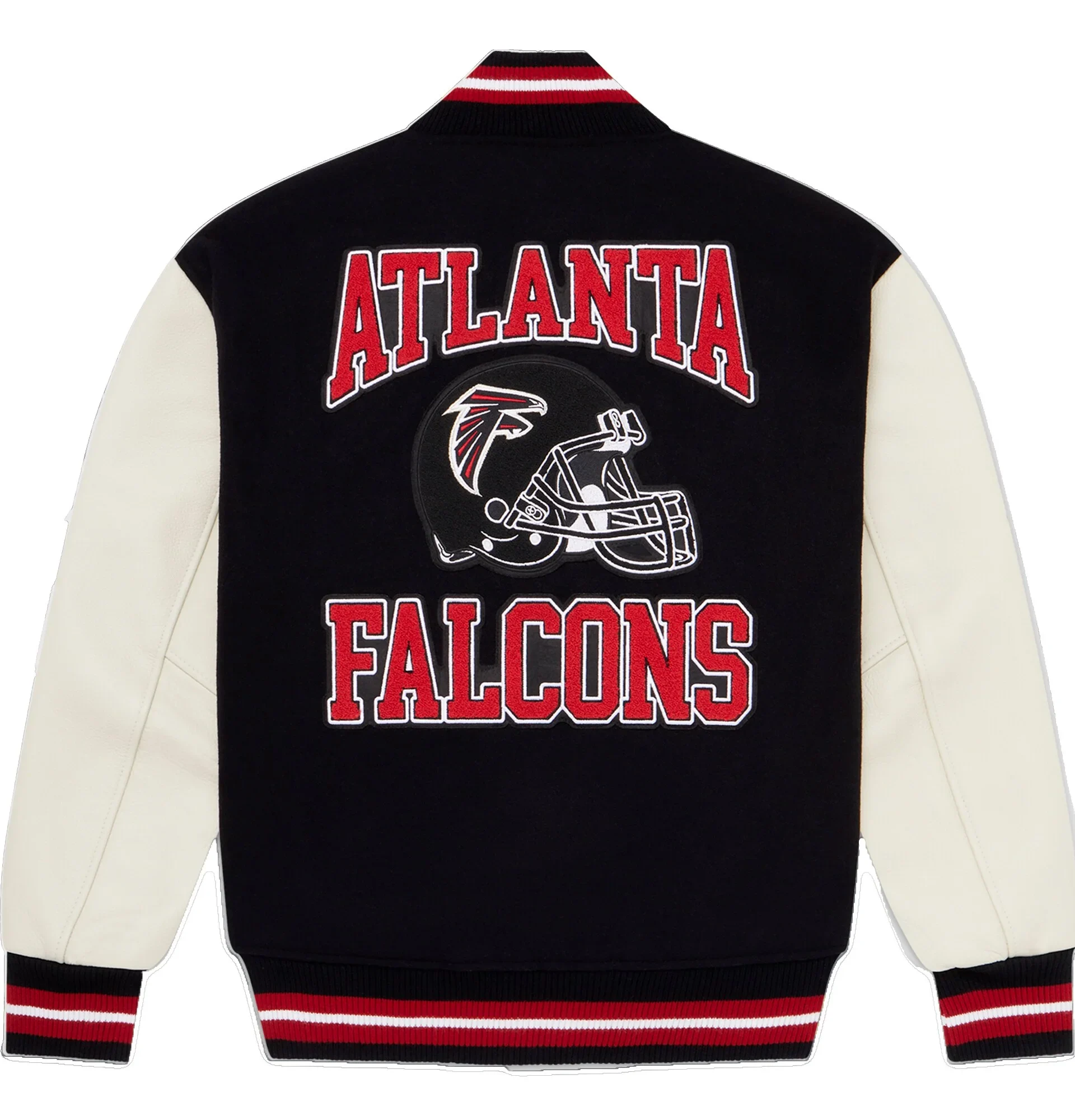 Atlanta-Falcons-X-OVO-Black-And-White-Varsity-Jacket-leather moto (7)