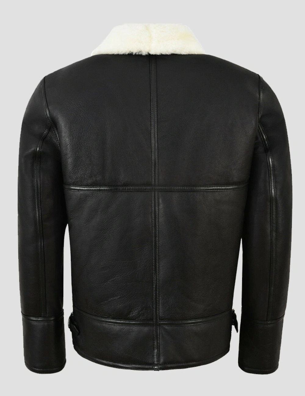 B3 Aviator Leather Jacket Striking Black and White with Iconic Shearling Collar (2)