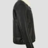 B3 Aviator Leather Jacket Striking Black and White with Iconic Shearling Collar (4)