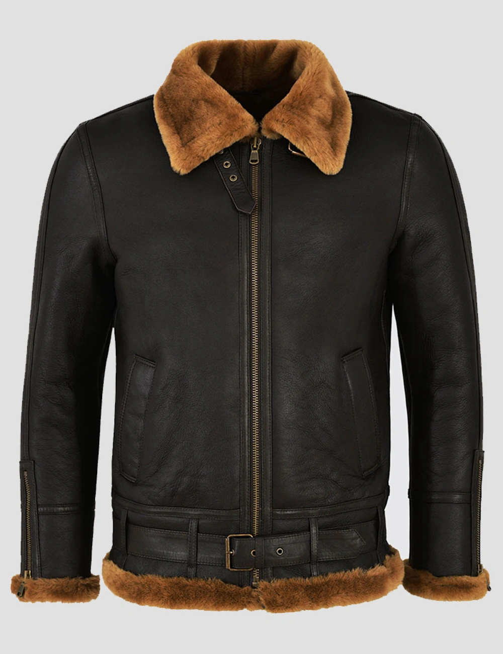 B3 Sheepskin Bomber Jacket in Luxurious Brown A Heritage Classic (1)