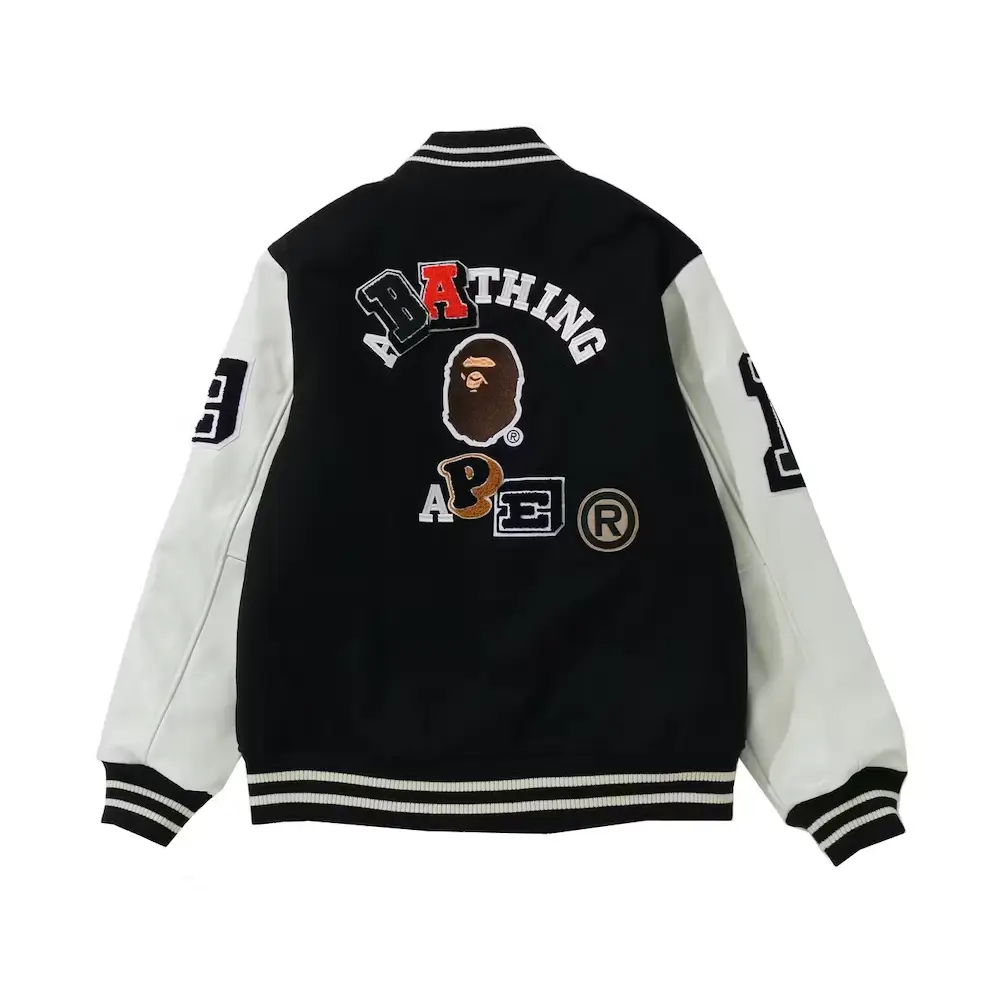 BAPE-Black-White-Crazy-Patch-Varsity-Jacket-0