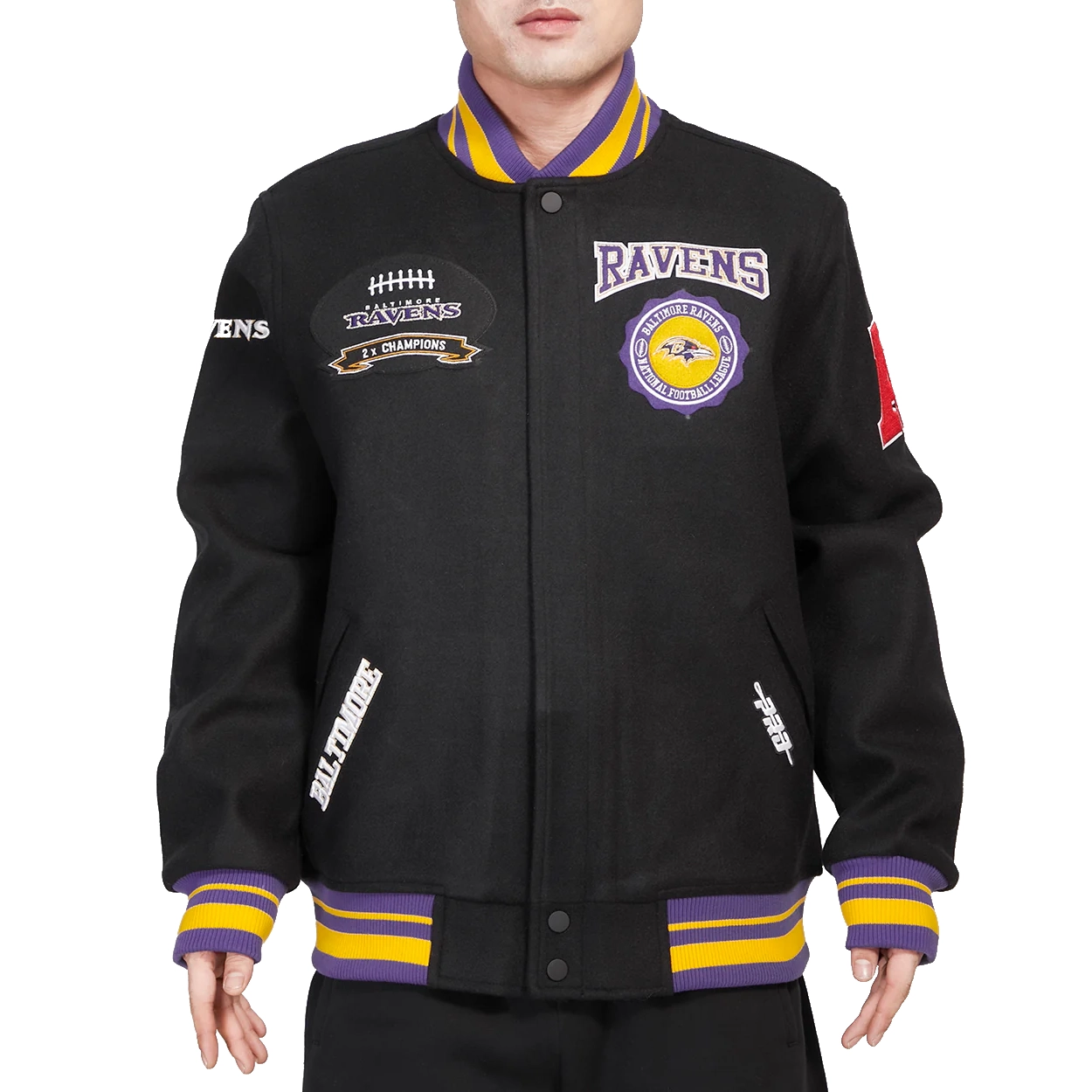Baltimore-Ravens-Crest-Emblem-Black-Wool-Varsity-Jacket-LeatherMoto