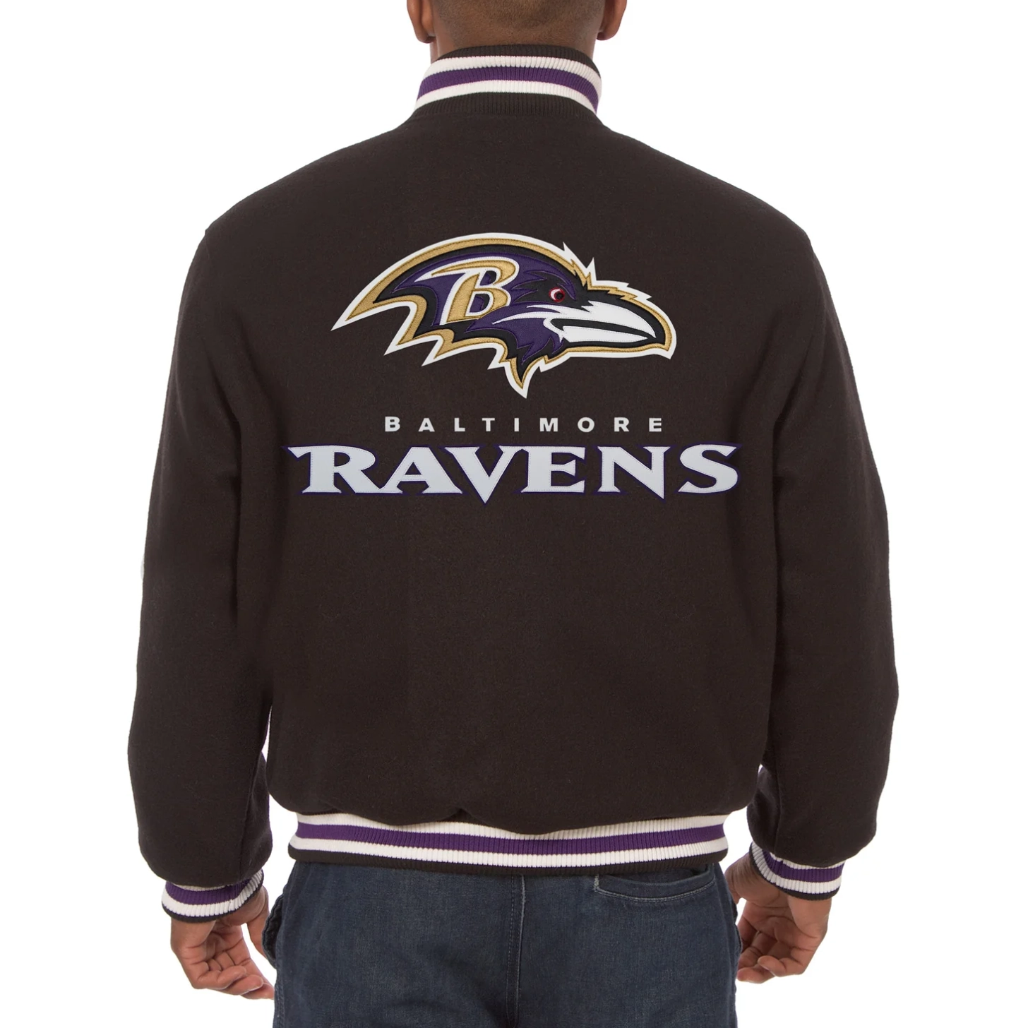 Baltimore-Ravens-Handmade-Wool-Jacket-Black-LeatherMoto