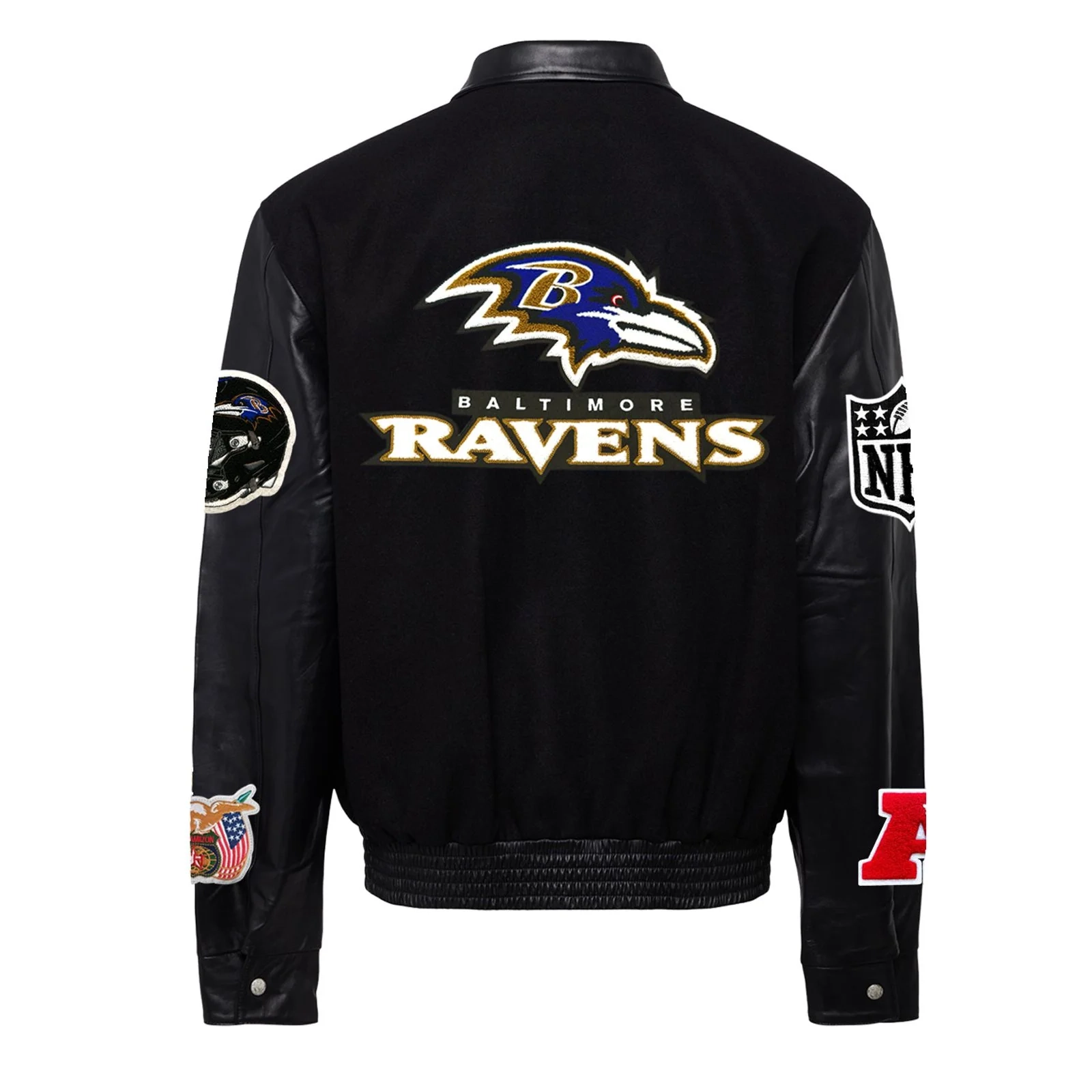 Baltimore-Ravens-Jeff-Hamilton-Logo-Black-Wool-And-Leather-Varsity-Jacket-LeatherMoto