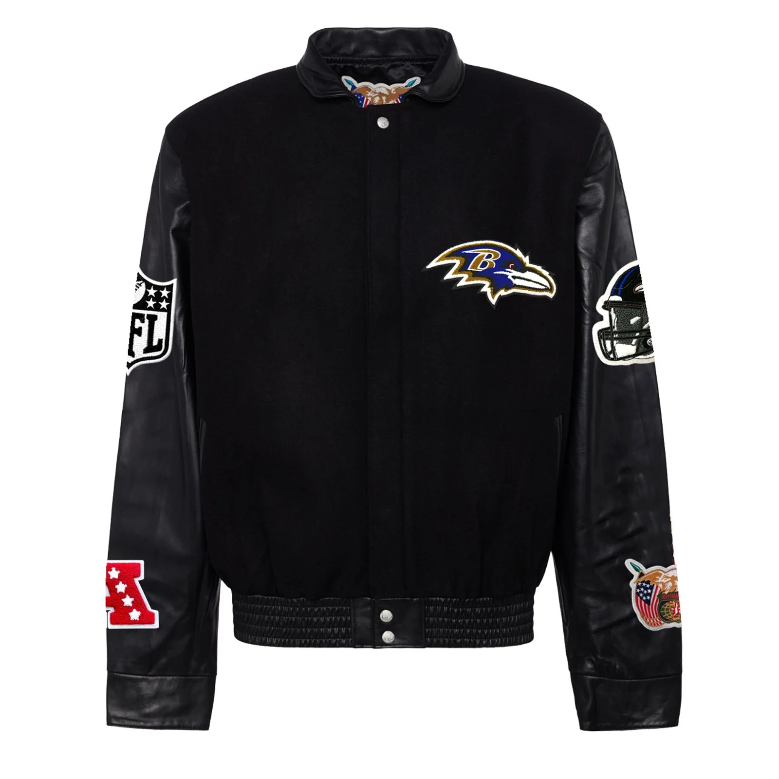 Baltimore-Ravens-Jeff-Hamilton-Logo-Black-Wool-And-Leather-Varsity-Jacket-LeatherMoto