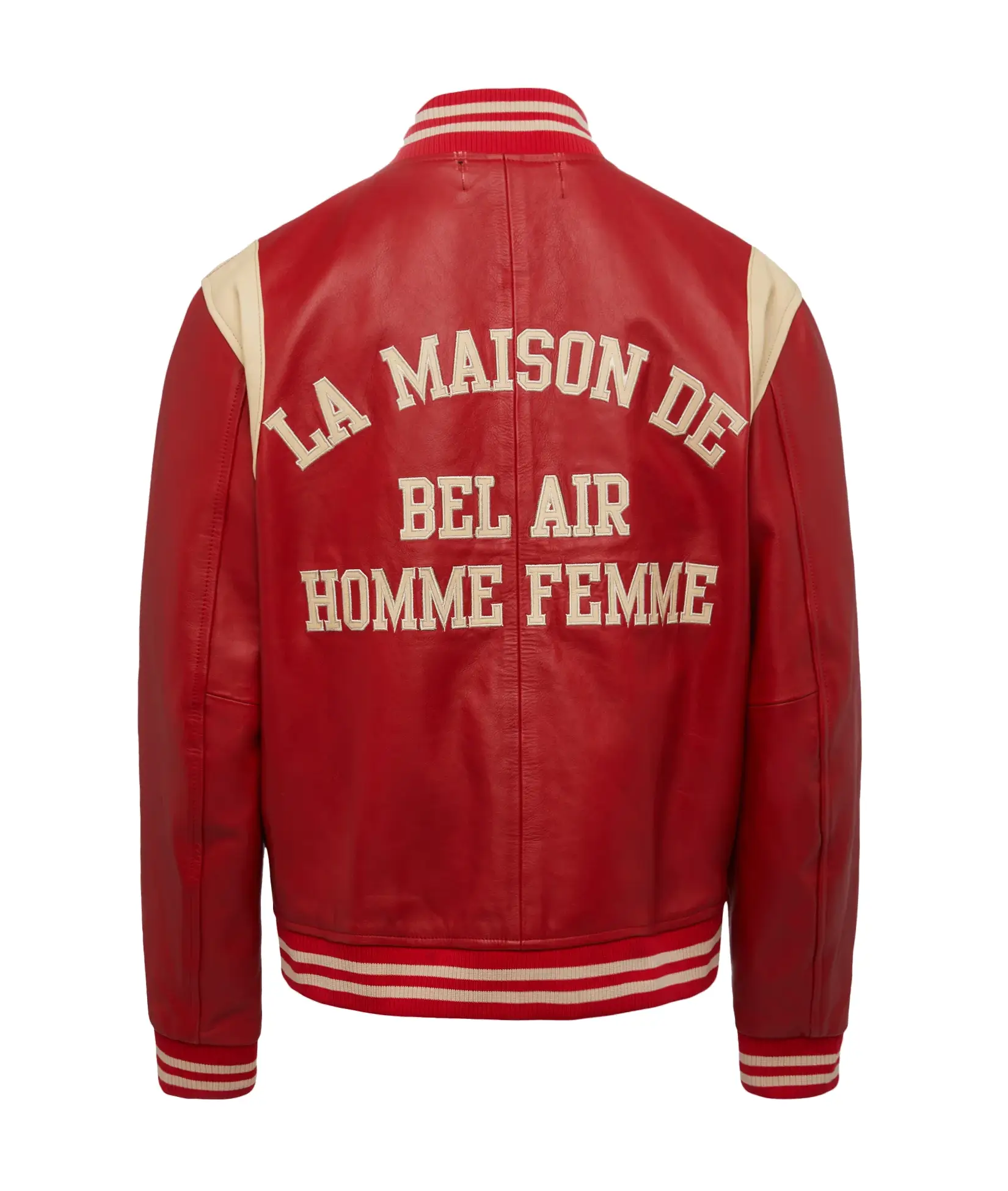 Bel-Air-Homme-Femme-Leather-Red-Varsity-Jacket- leathe moto (4)
