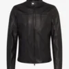 Men's Urban Noir Black Leather Jacket with Classic Stand Collar