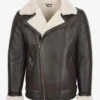 Blen Cross-Zip Shearling Aviator Jacket - Black Champagne Sheepskin (1)