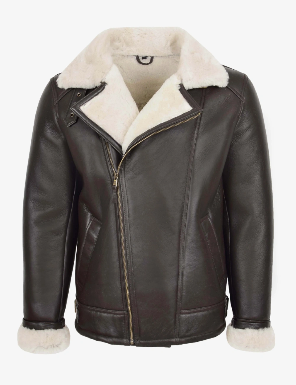 Blen Cross-Zip Shearling Aviator Jacket - Black Champagne Sheepskin (1)