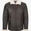 Blen Cross-Zip Shearling Aviator Jacket - Black Champagne Sheepskin (4)