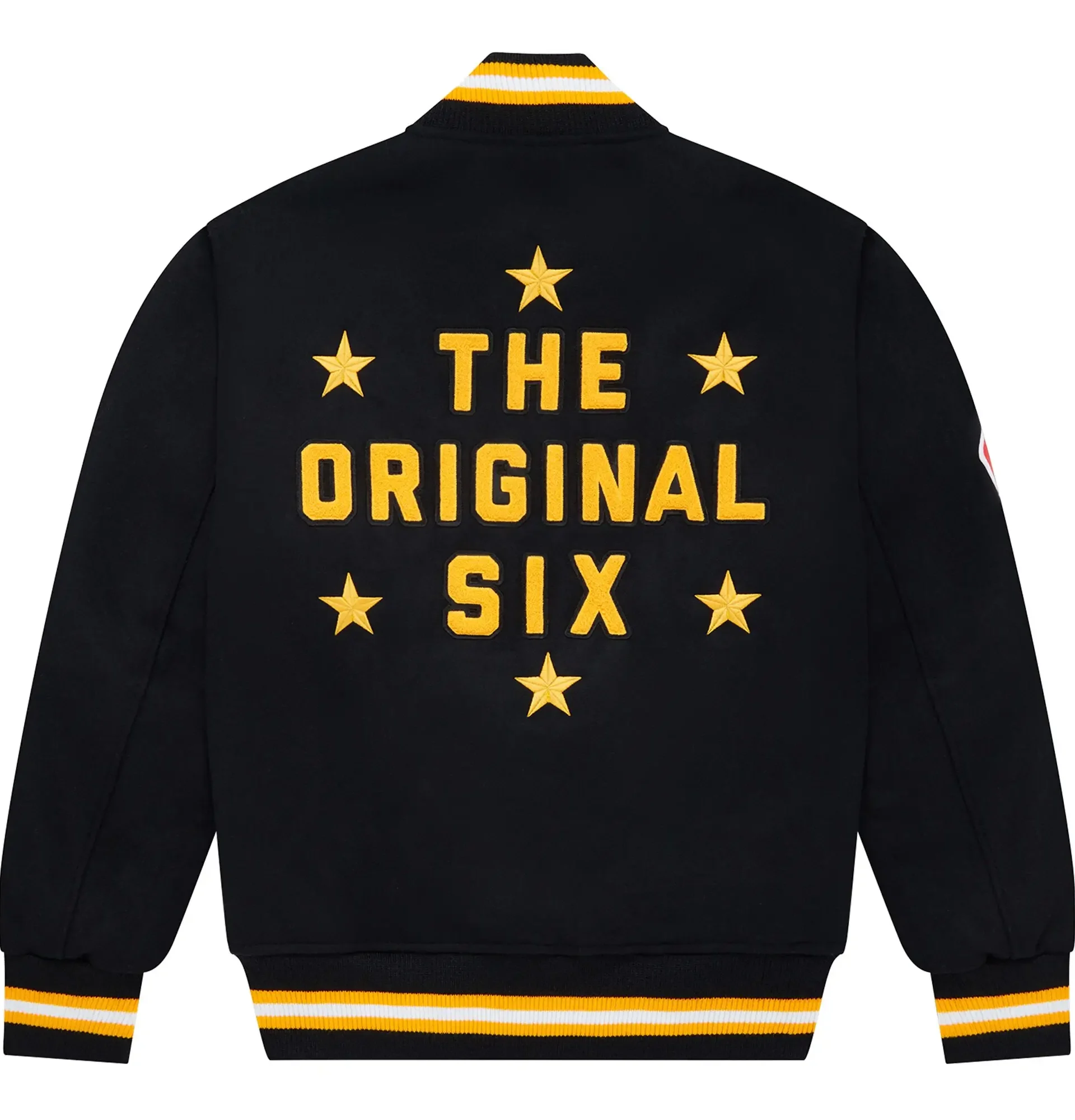 Boston-Bruins-OVO-x-NHL-Black-Full-Snap-Varsity-Jacket-leather moto (7)