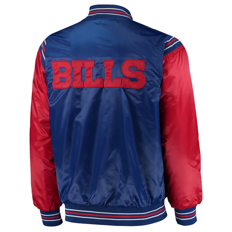 Buffalo-Bills-Enforcer-Full-Snap-Satin-Varsity-Jacket-BlueRed-LeatherMoto
