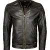 Cafe Racer Rustic Black Mens Leather Biker Jacket (1)