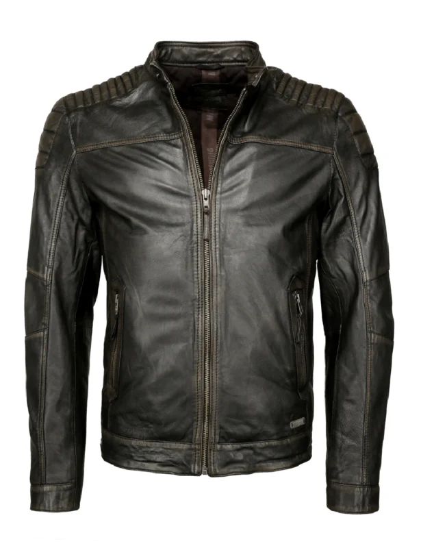 Cafe Racer Rustic Black Mens Leather Biker Jacket (1)